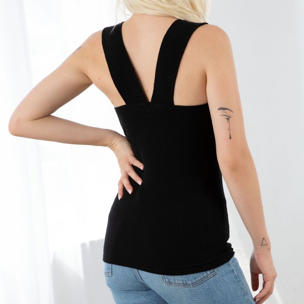 Lovestitch Black Ribbed Tank Top Sz S